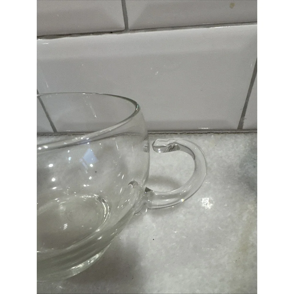 Vintage Hand Blown‎ Clear Glass Cream And Sugar Set OLA002